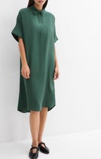 Blusenkleid aus feiner Viskose Gr. 44 Schattengrün Damen Oversize-Kleid Neu