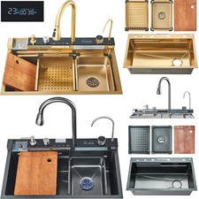 Edelstahl Küchenspüle Einbauspüle Wasserfallspüle Spülbecken Küchenarmatur Spüle