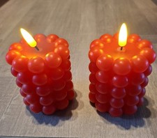 2 Led Kerzen Echtwachs Stumpenkerzen Timer mit Batterie neu