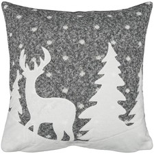 Kissenbezug Weihnachten Kissenhülle 40x40 Kissen Landhaus Gestrickt Hirsch Wald