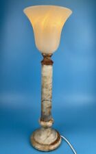 Alabaster Tischlampe, Kelch, Säulenlampe, 53 cm hoch, Braun/Beige, Vintage 70er