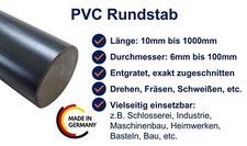 PVC Rundstab Rundmaterial Kunststoff grau Ø 3 - 40mm / 100mm bis 1000mm lang