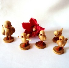 alte Küken Holz Figur Handarbeit Oster Ente Deko Dekoration Osterfest / dx 836