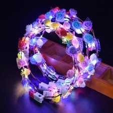 10x LED Blumenkranz Kronen Blink Haarreif Haarschmuck Stirnband leuchtend