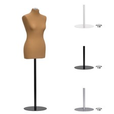 Schneiderpuppe Schneiderbüste Damen, Überzug haut/gold, Metallteller, Chromkappe