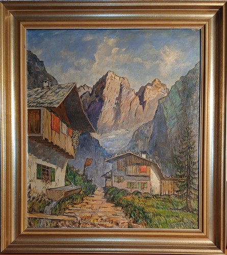 Altes ölgemälde alpen - altes,