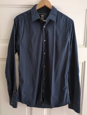 H&M Hemd Navy Fine Cotton Stretch M