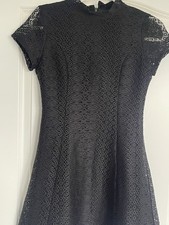 ZARA Kleid Häkelkleid Dress Damenkleid schwarz mit Unterkleid Gr. XS