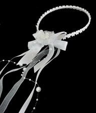 Haarschmuck Haarreif Kopfschmuck Haarkranz weiß zum Kommunionkleid Kleid neu