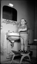Portrait Little Girl Sink