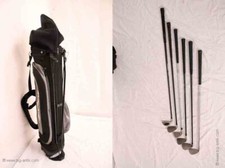 Alte Golftasche mit 6 Golfschlägern Golf Unterschiedliche Marken u. Größen II