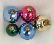 5x Antik schwere Biedermeier Kugel Glas Weihnacht Lauscha Pink ? blau grün Gold