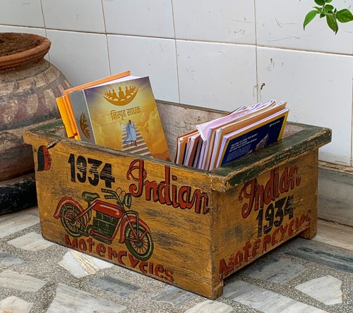 Vintage bibliothek holzbox - bibliothek,