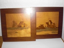 2 uralte DDR Intarsienbilder