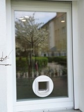 Fensterscheibe mit Katzenklappe, doppelisoliertes Glas + eingebaute Katzenklappe