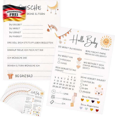 Babyparty spiele karten - babyparty, set