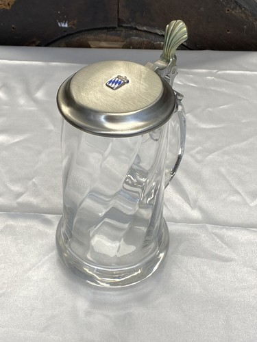 Bierkrug glas zinndeckel - bierkrug,