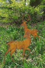 Gartenstecker Reh Hirsch Tier Metall Rost Höhe: 82, 100cm Gartenfigur Gartendeko
