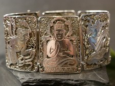 Mystischer 835 Silber ArmbandAsiatika Hindu Buddhismus Gottheiten Elefant