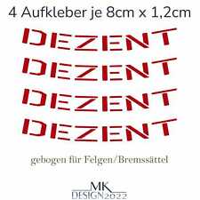 Felgenaufkleber Dezent passend für Audi BMW Ford Opel VW Bremssattel 4x 8cm Rot