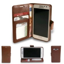 HPO Buch Handy Tasche für Samsung Galaxy S6 Edge G925F Klapp Case Silikon BRAUN