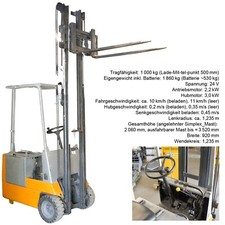 GABELSTAPLER FIAT E10N 1 TONNE LINDE 2,2kW AKKU OK INKL. 24V LADEGERÄT SCHLUSSEL