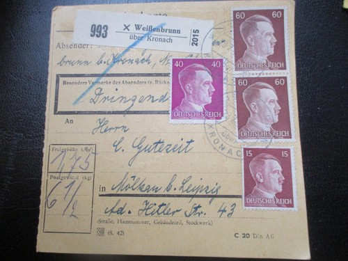 1695 paketkarte aus - paketkarte,