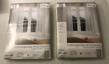 2x 2er Set Gardinen Vorhang mit Schlaufen ca 135x265cm, Canvas Streifen,Beige