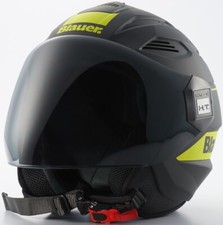 HELM JET AIR MOTORRAD SCOOTER BLAUER BRAT SCHWARZ NEONGELB MATT LUFTIG GR M