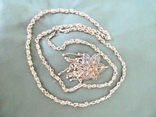 Designer Kette Silber mit Anhänger Trachten Friesen Modeschmuck ca. 116 cm 61 g