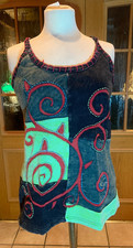 Hippie Indian Style Patchwork TankTop mit Stickereien, Gr.L