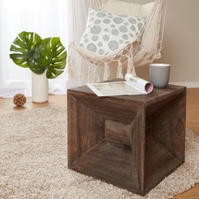 Hocker Beistelltisch Deko Würfel Ablage Holz Braun Couchtisch Cube Homestyle4u