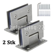 2x Edelstahl Glastür Scharnier 90° Glas Türbeschlag Glastürbeschlag Dusche Bad