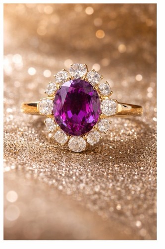 Ovaler amethyst halo - amethyst, in