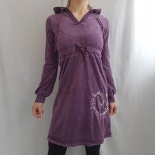 Chillnorway Damen Samt Onyx Kleid Gr.XS A-Linie Kapuze bestickt