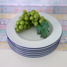 1 Suppenteller TCM Tchibo weiß blauer Rand TOP