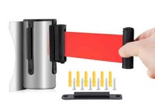 Personenleitsystem Absperrung Gurt Kasstte Wand Montage fest Edelstahl silber