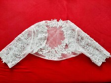 Bolero Jäckchen, weiß, Hochzeit, Blumenmuster, Rückenfrei, transparent, Größe M