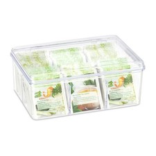 Teebox Teebeutelbox Teeorganizer Teekasten 6 Fächer transparent Teedose klappbar
