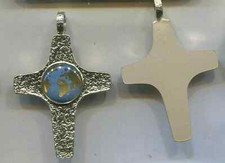  Anhänger  Kreuz Silber mit Weltkugel 30 x 35mm (cv516)