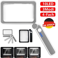 Klappbar Leselupe Groß 10LED Lupe Mit Licht 4-Fach Handlupe 3 Modi Tragbar DE