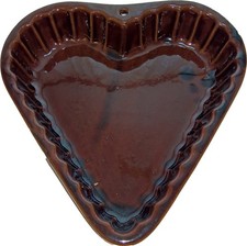 Vintage Herz-Backform Bay Keramik braun glasiert 23 cm Made in Germany 70er Deko