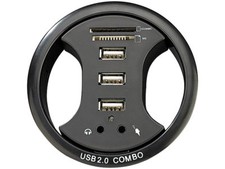 Tisch-Kabeldose 80mm mit 3x USB-Hub CardReader & Audioanschluss XYSTEC Kabeldose