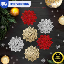 6 Stck. Weihnachten Schneeflocke Tischset Untersetzer Set Vinyl Wiederverwendbar Wohndeko Tasse Matten