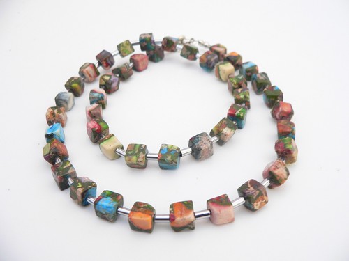 Halskette würfel multicolor - halskette,