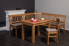 ECKBANKGRUPPE WILDEICHE MASSIV GEÖLT inkl. SITZKISSEN GRAU ESSECKE 194 x 154cm