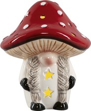 HGD LED-Wichtel aus Keramik mit Zöpfen  - Ø12 x 13 cm - Lichtdeko für Zuhause