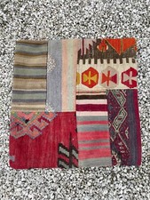 ✪ NEU Boho Kelim Kissen Wolle Patchwork 50 x 50 Hippie Marokko Gipsy Ibiza Ethno