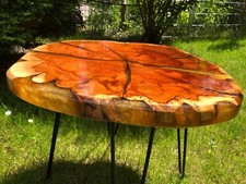 Liveedge Couchtisch Rivertable Massivholz 60 cm Wohnzimmertisch Rund Sofatisch 