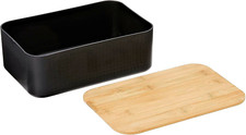 BODUM Brotkasten Deckel Schneidebrett Bistro SCHWARZ Bambus Clean Chic UNBENUTZT